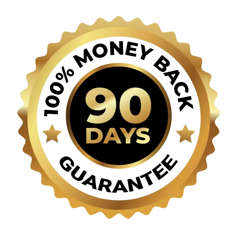 Pep Tonic 90-day money-back guarantee badge